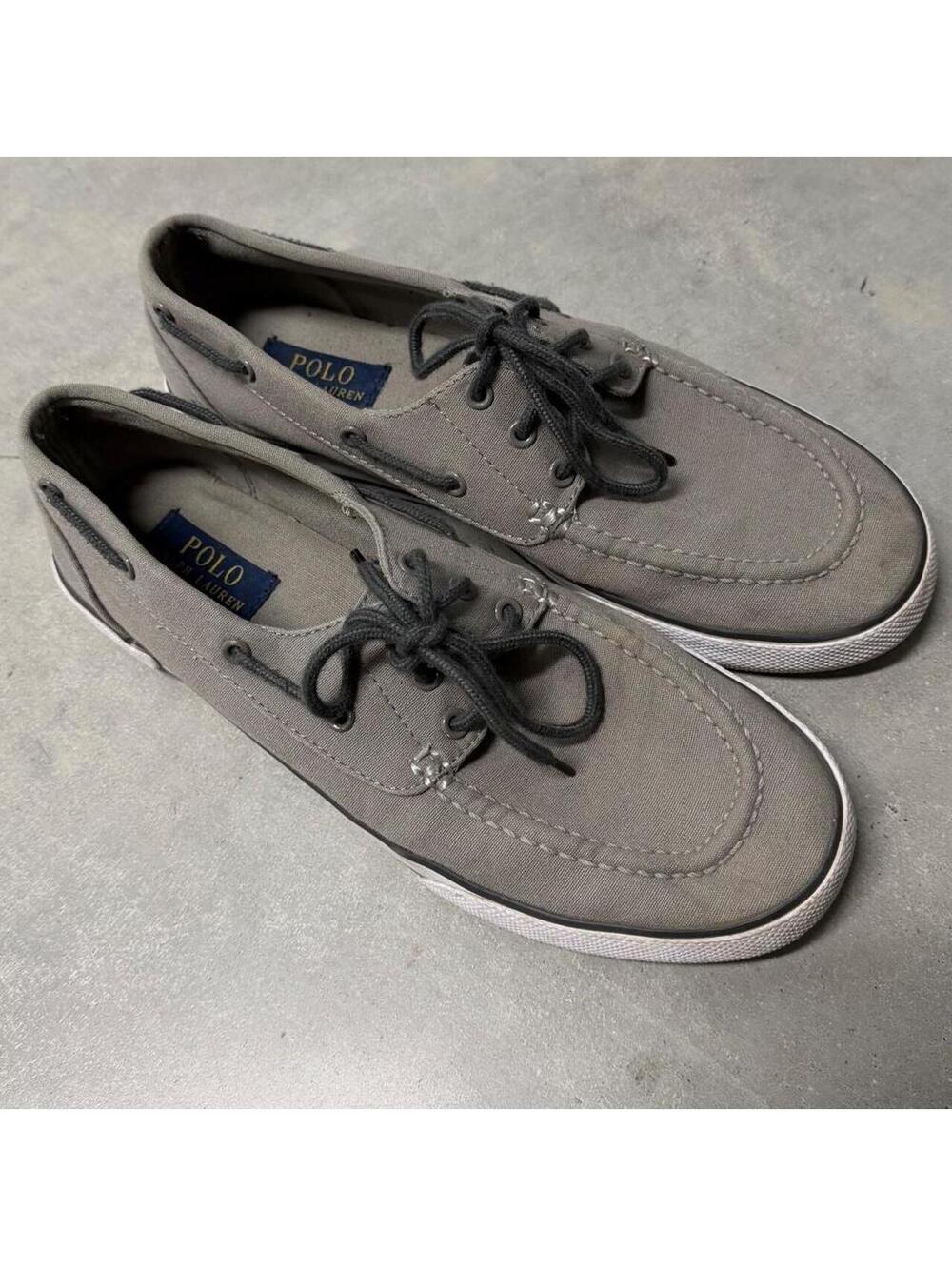 Polo Ralph Lauren Franz Gray Canvas Boat Shoes Men's Size